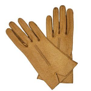 Alexette Vintage brown tan pig skin leather driving gloves size 6.5 or us small.